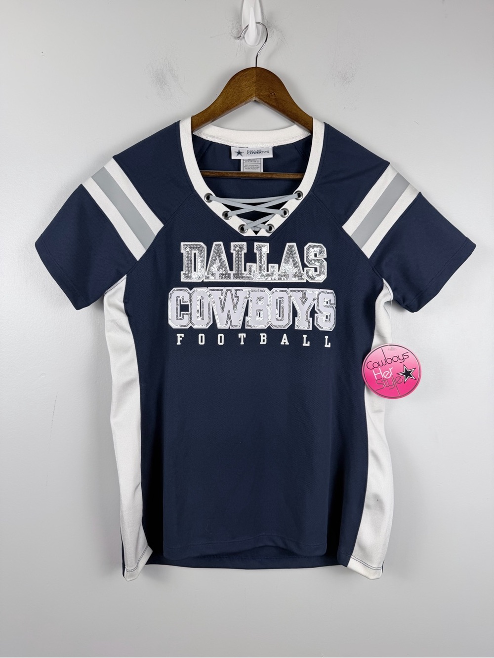 New Dallas Cowboys Women's Jersey Blue Size medium with Silver Lettering